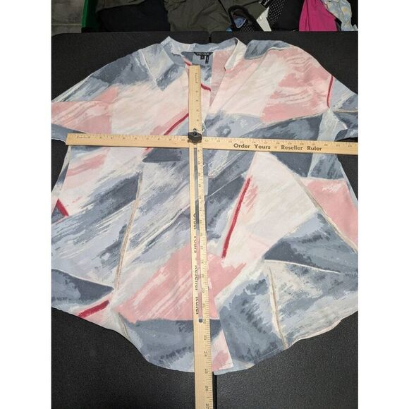 NIC + ZOE Water Print Button Up Blouse Women's Large - Picture 4 of 4